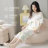 Pajamas Ladies Summer Cotton Short Sleeve Thin Spring and Autumn Cropped Pants Homewear Suit New Summer