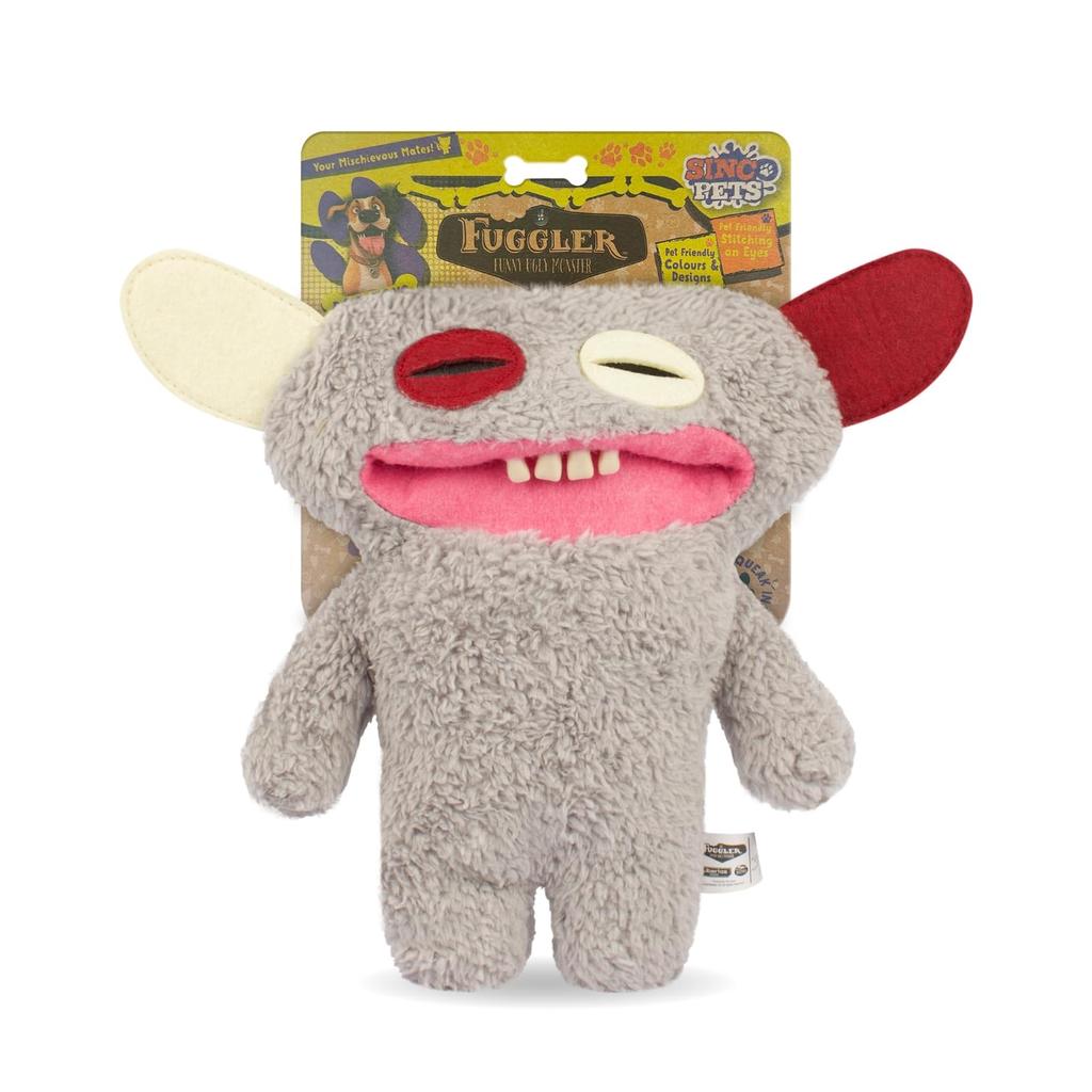 Fuggler Grey Squeaky Dog Authentic Gring-Ling Toy,