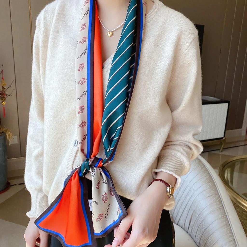 17*150cm Ribbon Silk Scarfs Female Luxury Design Hair Band Skinny Scarf Neck Ties Women Bag Scarves Neckerchief Foulard Lady