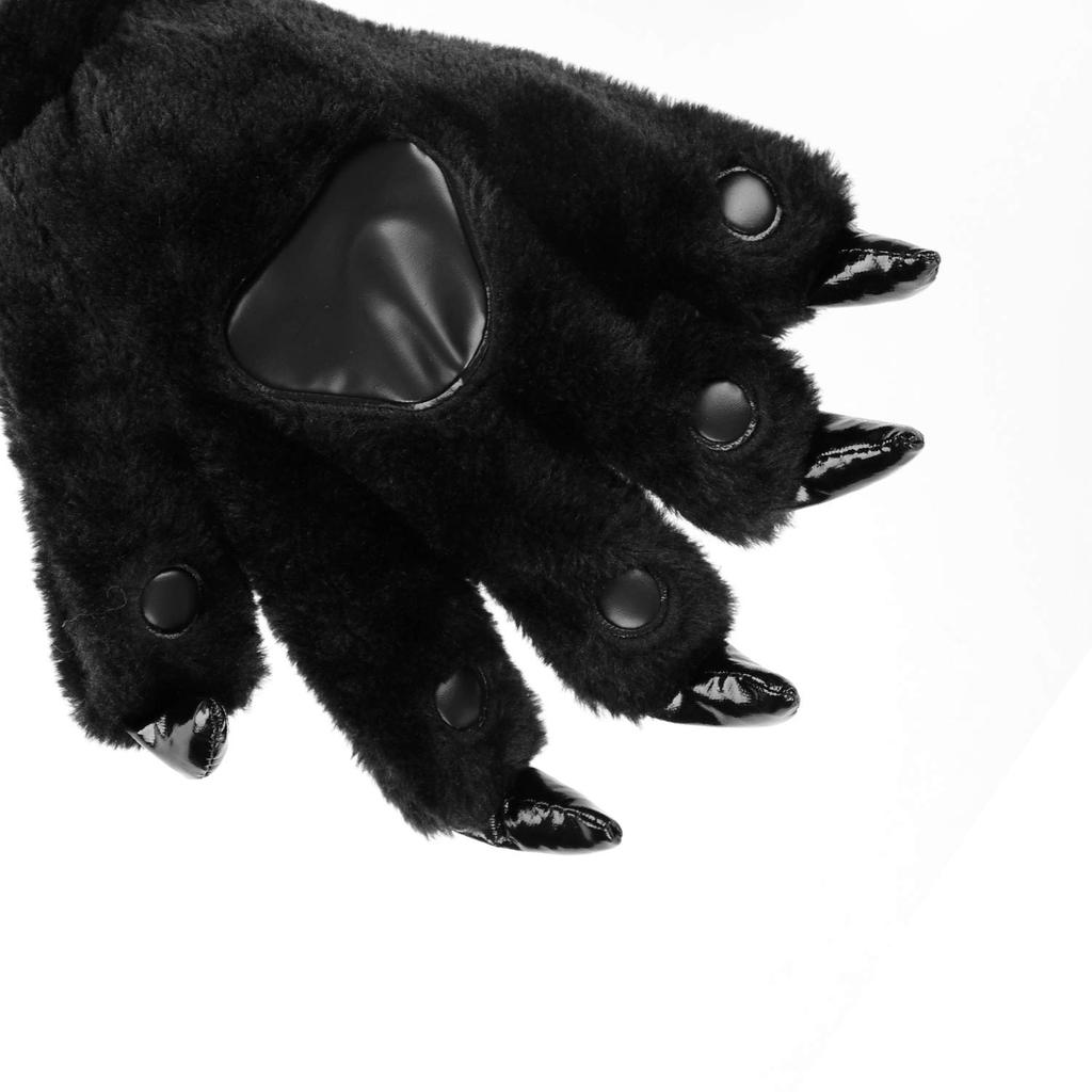 Urocze Rękawiczki Dinozaura z Łapą Potwora Cosplay Puszyste Ciepłe na Jesień i Przebranie Boże Narodzenie Czarne Pazury, Nadruki, Skóra, Zwierzę, Rękawiczki,
