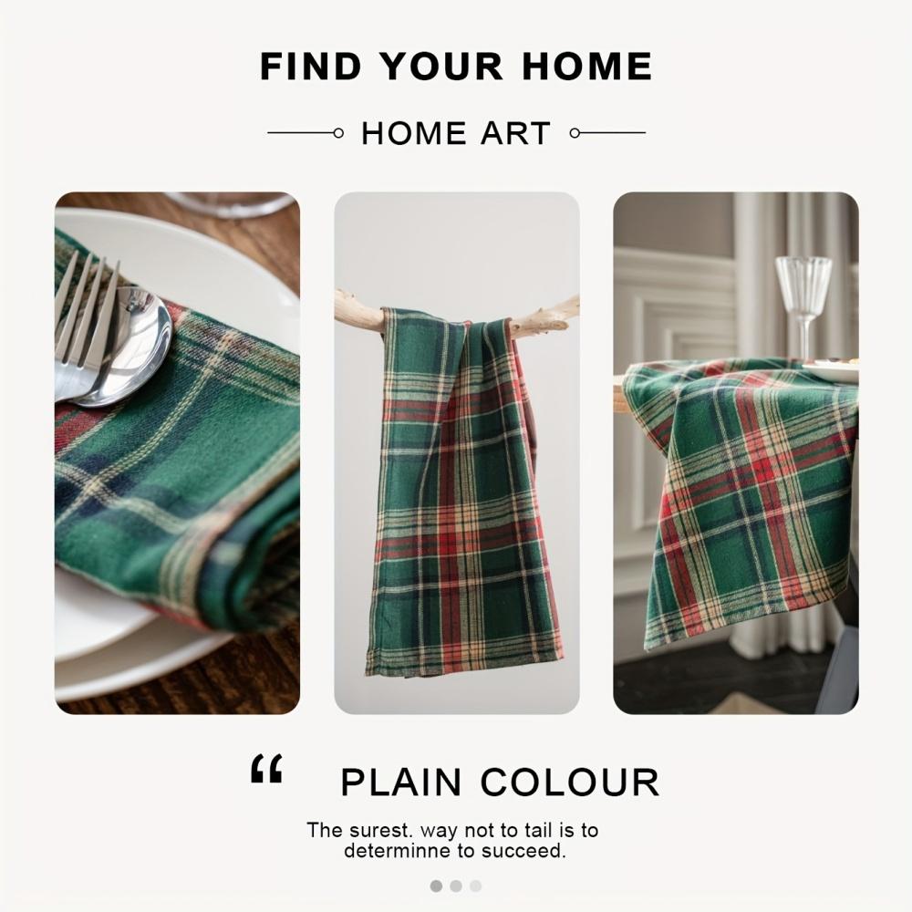 1 Stück Festlicher Grüner Farbverlauf Karo Tischläufer - Weihnachts- & Feiertagsdeko, Perfekt für Weihnachts- und Winterfeiern