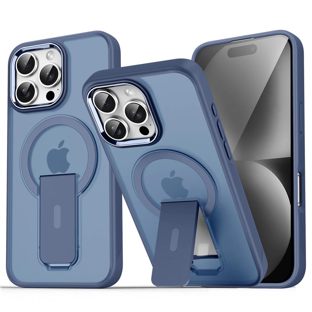 Luxus für Magsafe Klappständer Magnetische Telefonhülle für iPhone 16 15 14 Plus 13 12 11 Pro Max Matte durchscheinende hintere Abdeckkappen