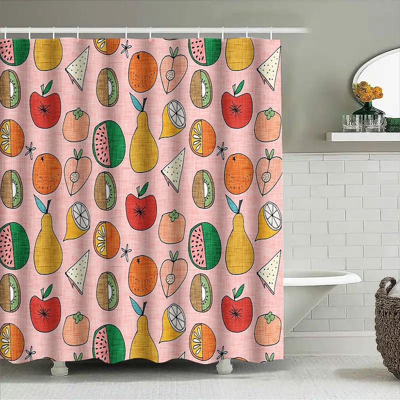 Fruit Pattern Shower Curtain Cute Watermelon Banana Pineapple Bathroom Decor Set Tropical Summer Vibes Home Textile
