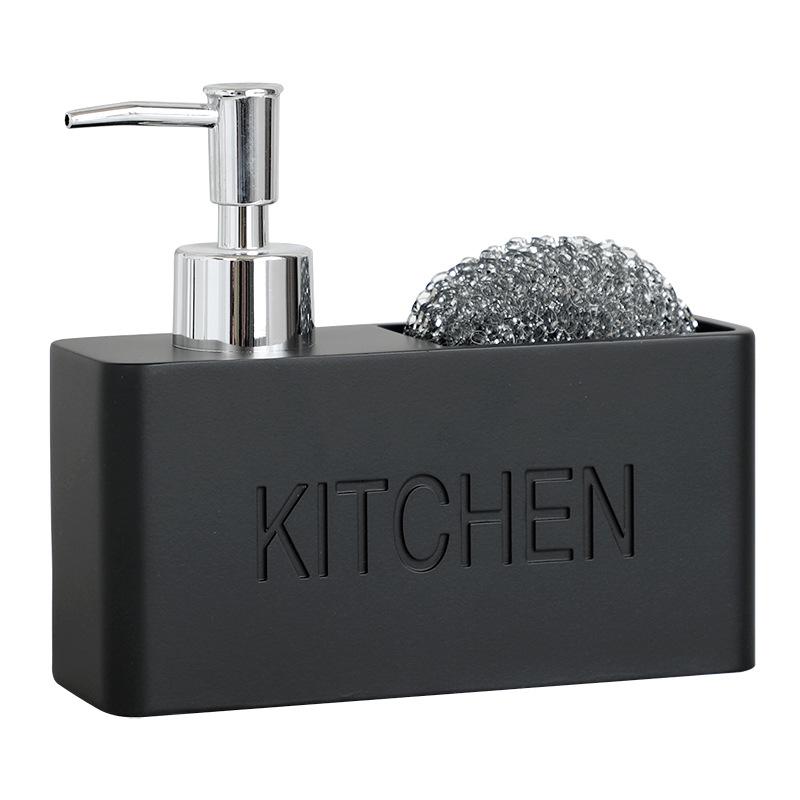 

Multifunctional Kitchen Soap Dispenser with Sponge Holder Dishwashing Liquid Bottle Storage Box чёрный