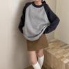 Autumn and winter new casual versatile raffle sleeves with sweater women's loose versatile color matching crew neck knitted sweater