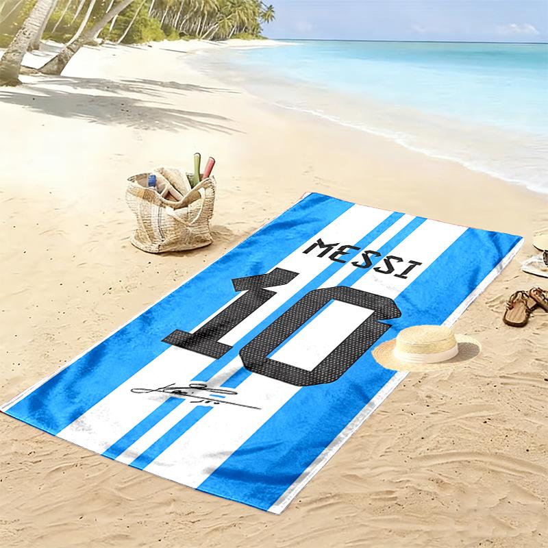 Football Star Messi Beach Towel Suitable for Various Scenarios Such As Kitchen, Bathroom and Beach Swimming