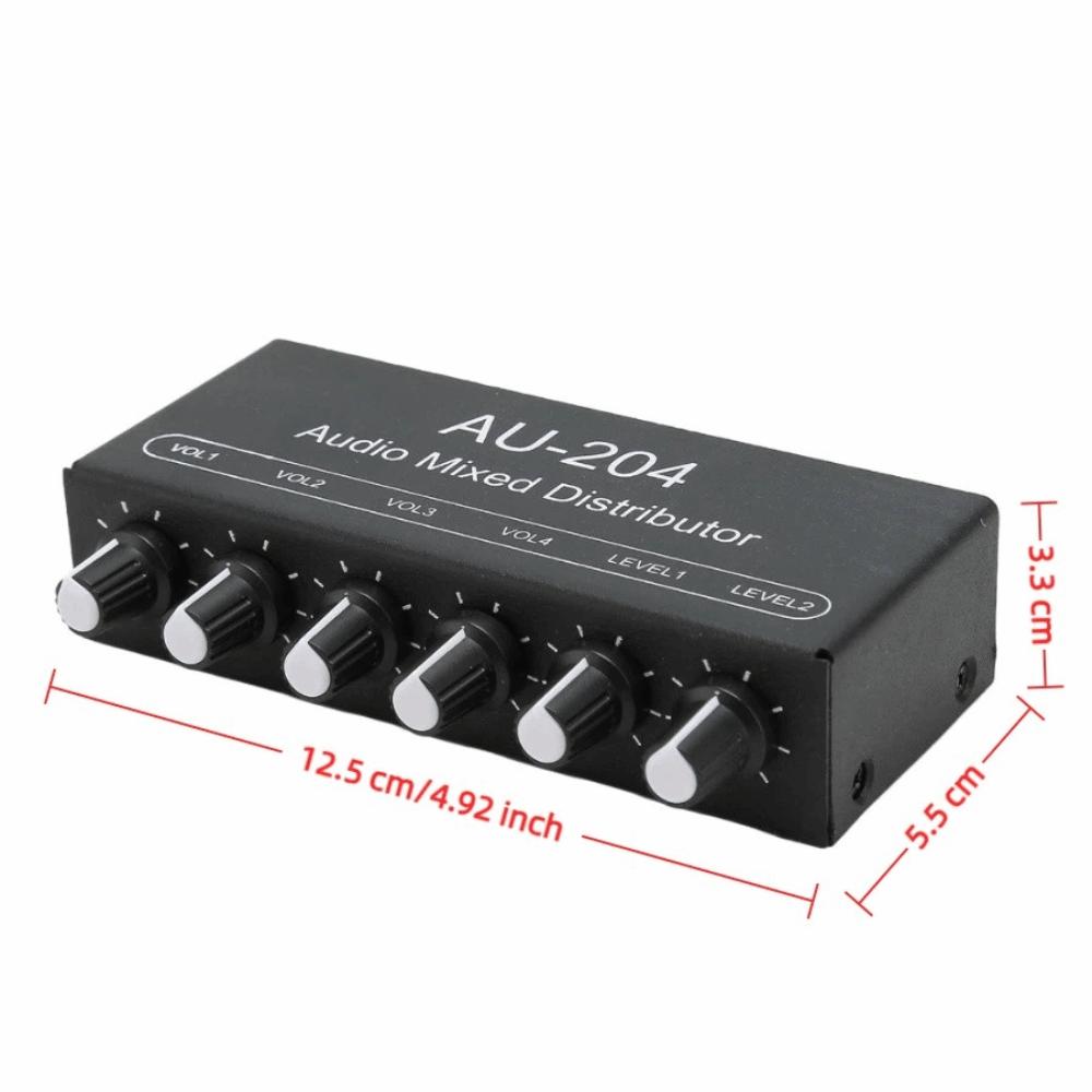 DC 5-15V Headphone Amplifier Mixer 2 In 4 Out Signal Mixer Box  for Stage Performance