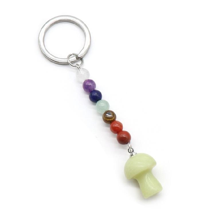 Key Chains Plant Jewelry Mushroom Shape Stone Alloy Material Key Rings for Keys