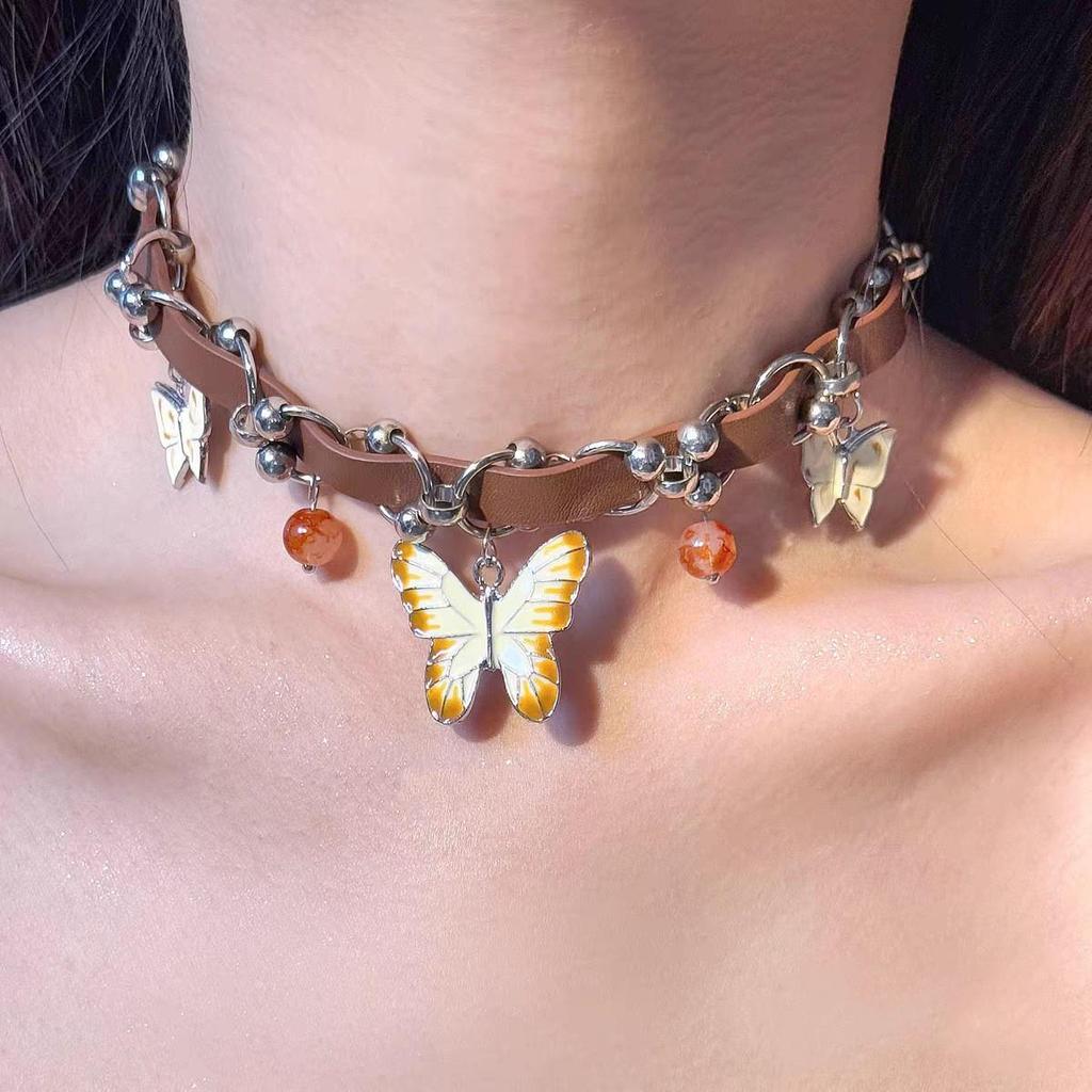 "Maillard Sun Leather-Stitch Necklace: New Stylish, High-End Clavicle Chain for Trendy Women"