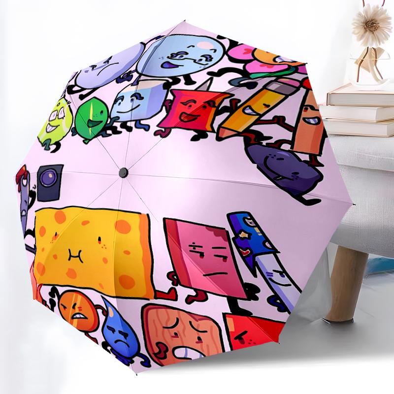Inanimate Insanity Print Automatic Umbrella, 8 Rib Iron Frame, Plastic Handle, Suitable for Outdoor Travel &Daily , Ideal Gift