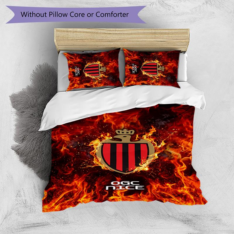 OGC Nice FC Printed 3PCS Bedding Set Breathable Duvet Cover with Pillowcases Decorative Bed Linen for Bedroom Home