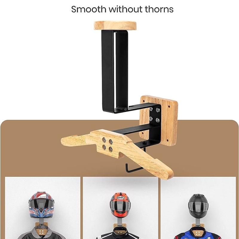 1PC Hat Rack Walnut Helmet Holder 2-in-1 Helmet Racing Hanger Motorcycle Helmet Mount Rack For Vest Equipment Solid Wood Hangers