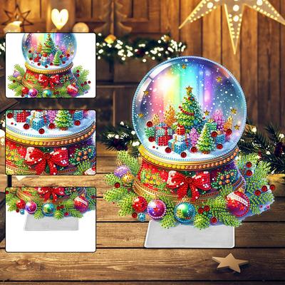 Christmas Acrylic Special Shape House Diamond Painting Tabletop Ornaments Kit Desktop Diamond Art Kits for Home Office Decor