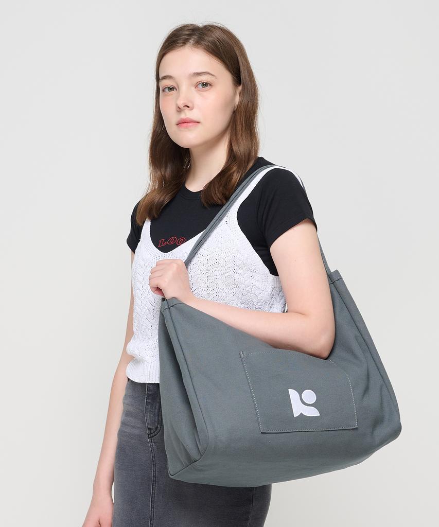 Roidesrois Canvas Pocket Tote Shoulder Bag (Charcoal)