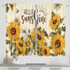 2pcs- Bees dancing on sunflowers in summer pattern printed curtains   window decorations   home decorations   room decorations