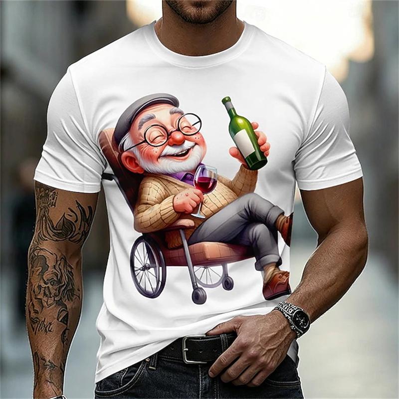 New Men Short-Sleeve T-Shirt 3D Print Casual Elderly People Pattern Summer Trendy Crew Neck Tee Outdoor Sports Y2k Man Clothing