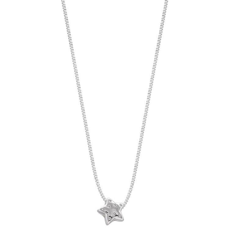 Korean S925 Sterling Silver Star Necklace with Diamond Inlay – Minimalist Clavicle Chain for Women