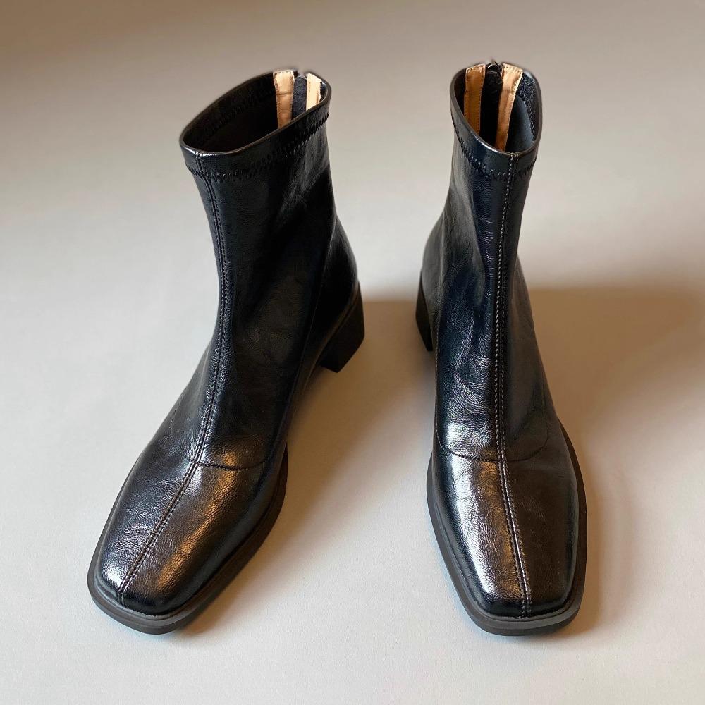 Women's High Boots Leather Commuter High-heeled Boots Women's Autumn and Winter Soft Soled Retro Thick Heeled Boots