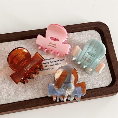 Brown French Shark Clip Korean Style Mini Hair Crab Clip Elegant Acetic Acid Hair Claw  Women