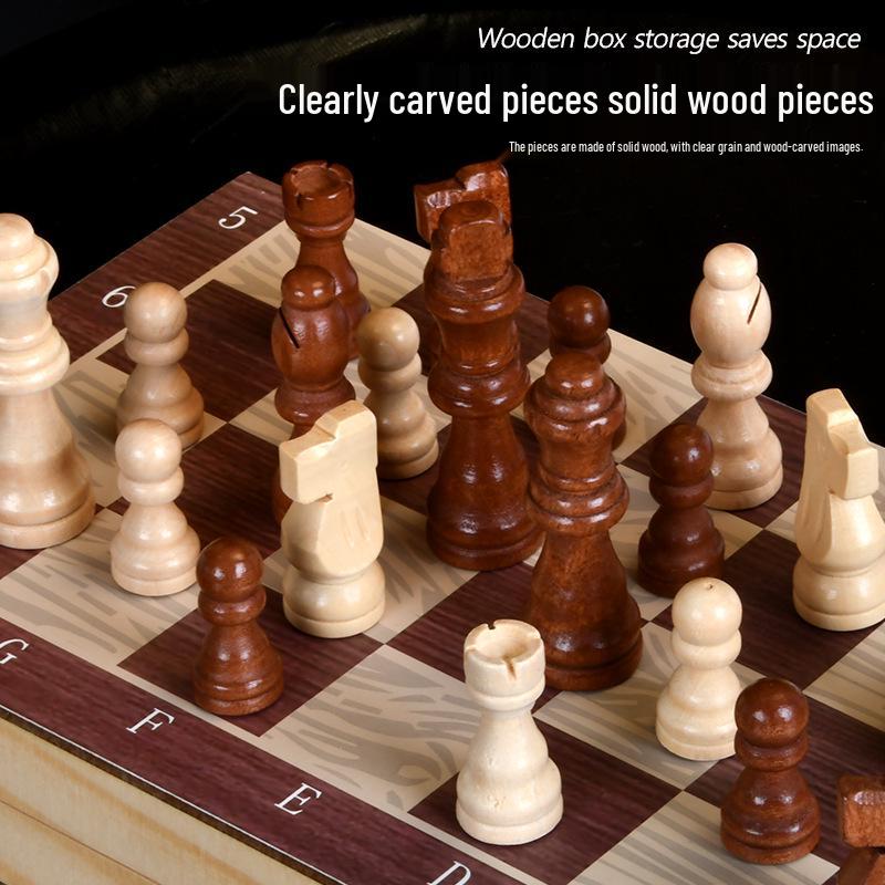 Zhiduo Star Magnetic Solid Wood Chess Set with Folding Board and Black & White Pieces