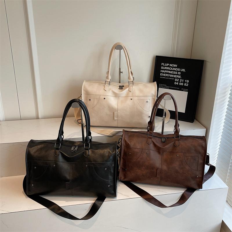 Large Capacity Handbag Short Distance Travel Bag PU Women's Fitness Luggage Bag