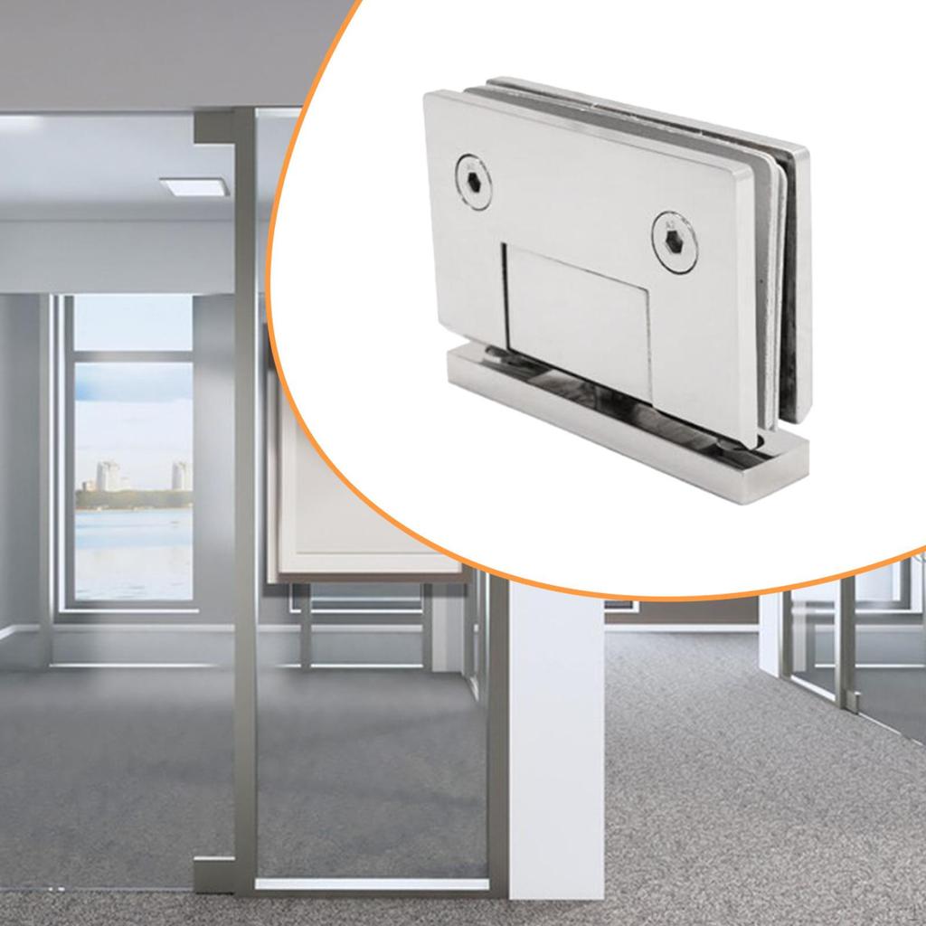 Glass Door Hinge Bathroom Gate Clamp Stainless Steel 90 Degree Positioning, Functional Cabinet