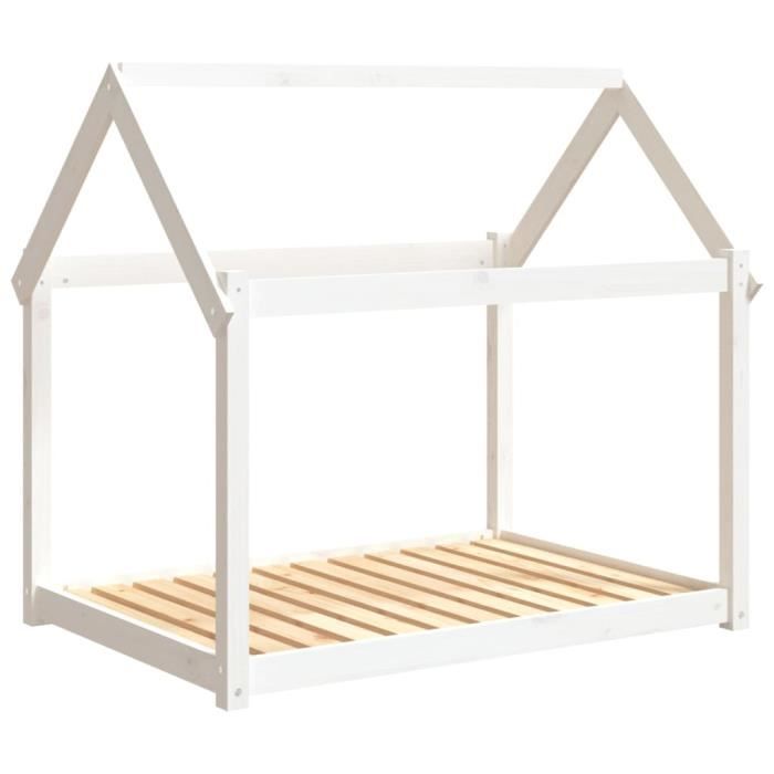 822218 vidaXL Lit pour chien Blanc 111x80x100 cm Bois de pin solide