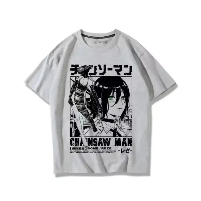 Anime Summer T-shirt Women Chainsaw Man Manga Graphic Men Cotton Short Sleeve Tee Plus Size Women Tops Summer Streetwear