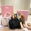 Fold Bowling Bag Women Fashion Versatile Shoulder Handbag Simple Crossbody