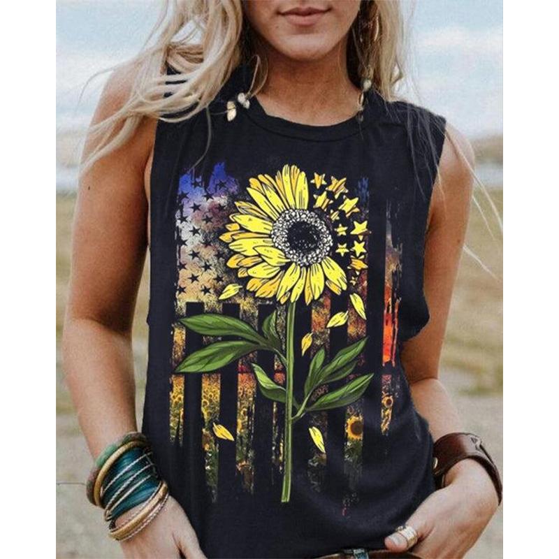 Soccer Mom Tie Dye Floral 3D Print Tank Top New Women Streetwear Y2k Tops Oversized Vest Off Shoulder Female Sleeveless Camisole