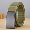 New toothless iron sheet automatic buckle nylon belt for men's outdoor leisure, breathable canvas belt, versatile pants belt