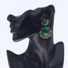 Vintage Emerald Green Teardrop Pendant Unique Drop Earrings Statement Heart-Shaped Earrings Retro  Women'S Jewelry Gift