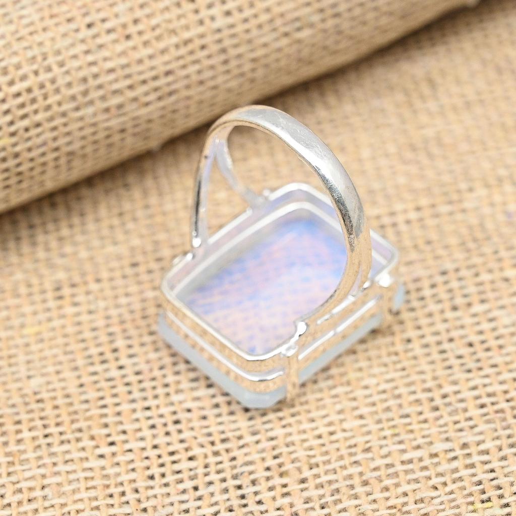 Milky Opal Gemstone Handmade Ring 925 Sterling Silver Jewelry Pretty Ring For Women