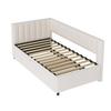 Multifunctional Sofa Bed L-Shaped with Pull-Out 90/180x200cm Upholstered In Velvet Fabric Space-Saving Design for Children Bed Guest Beige