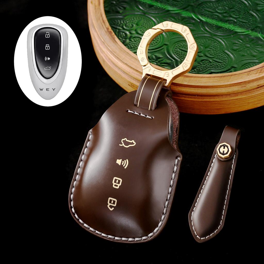 Suitable for 23 Wei Pai Blue Mountain Key Sets, New WEY Mocha Leather Protective Cases, High-end Automotive Supplies