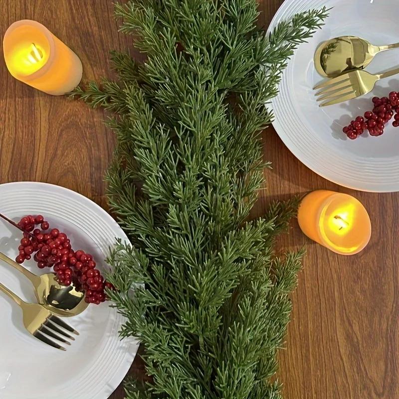Extra Langer Weihnachts-Haus-Kiefer-Girlandenkranz mit Soft-Touch-Grünzeug, Geeignet für Feiertagsdekorationen, Halloween, Thanksgiving