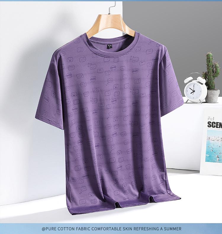 Summer Ice Sensation Cooling Elastic Ice Silk Short Sleeved Casual Versatile T-shirt for Men, Cool Sensation Anti Wrinkle and Antibacterial
