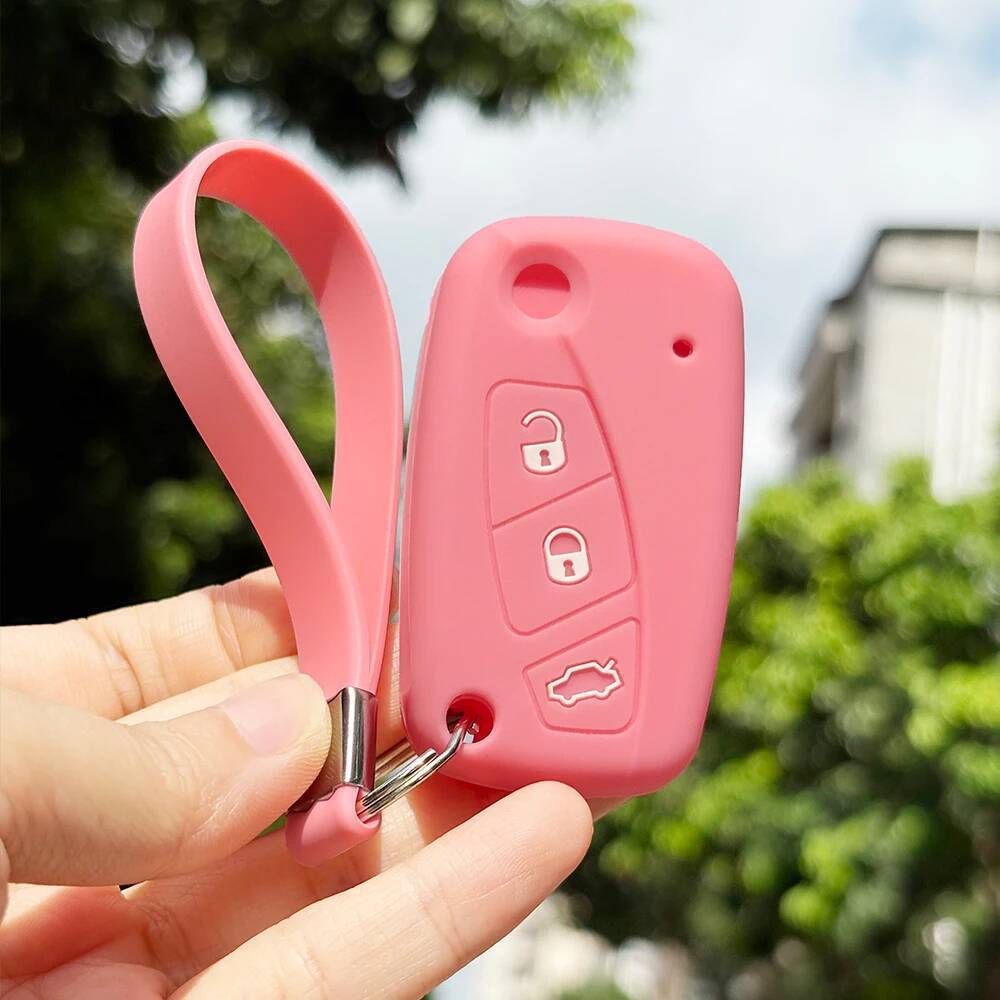 Schlüsselanhänger Schutzhülle Passend für Fiat Panda Dot Grande Punto Linea Stilo Streetka Fahrzeuge Bravo Silikon Auto Smart Key Fob Hülle Halterung