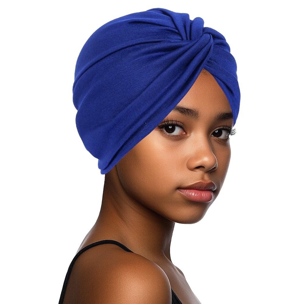 

Wrap Style Hijab Caps Vintage Cancer Chemo Hat Comfortable Islamic Headband Hair Loss темно-синий