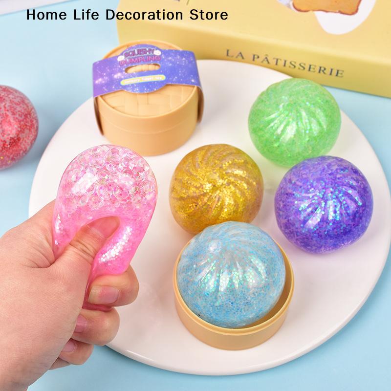 12Pcs Simulation Flash Dumpling Pressure Ball Slow Rebound Soft Pinch Decompression Office Home Decor Kids Adult Birthday Gifts