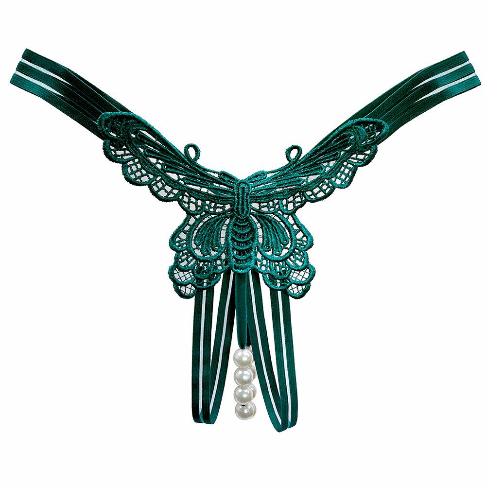 Joc Perla Stil Casă Privată Chiloți Sexy Femei Perspectivă Fierbinte Broderie Fluture Deschidere Temptație Tangă cu Bretele Subțiri