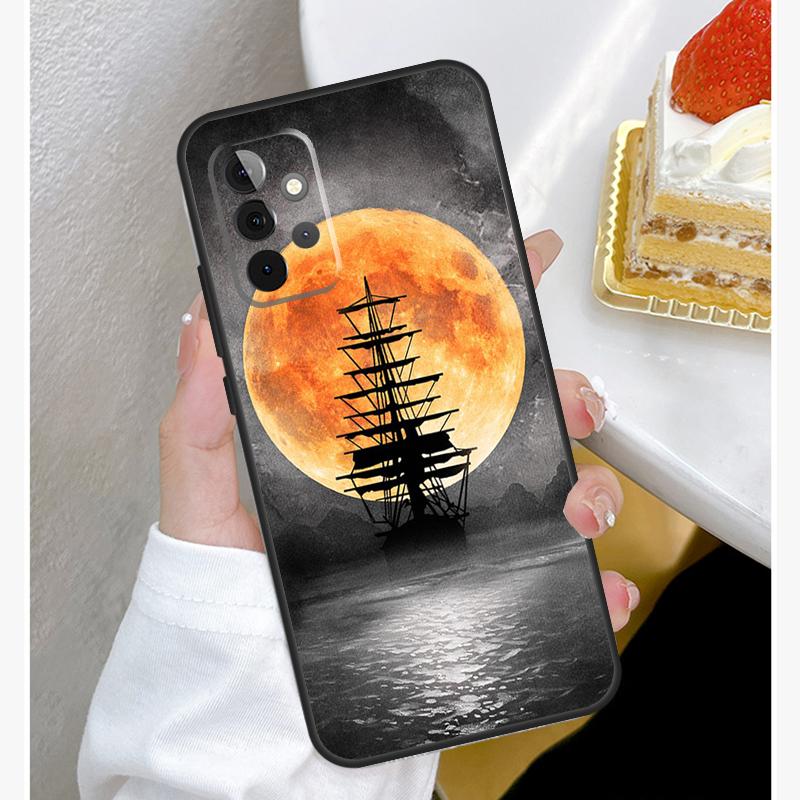 Yacht Sailing Boat Sunset Case For Samsung Galaxy A55 A35 A15 A14 A34 A54 A73 A53 A33 A23 A13 A12 A32 A52 A51 Cover