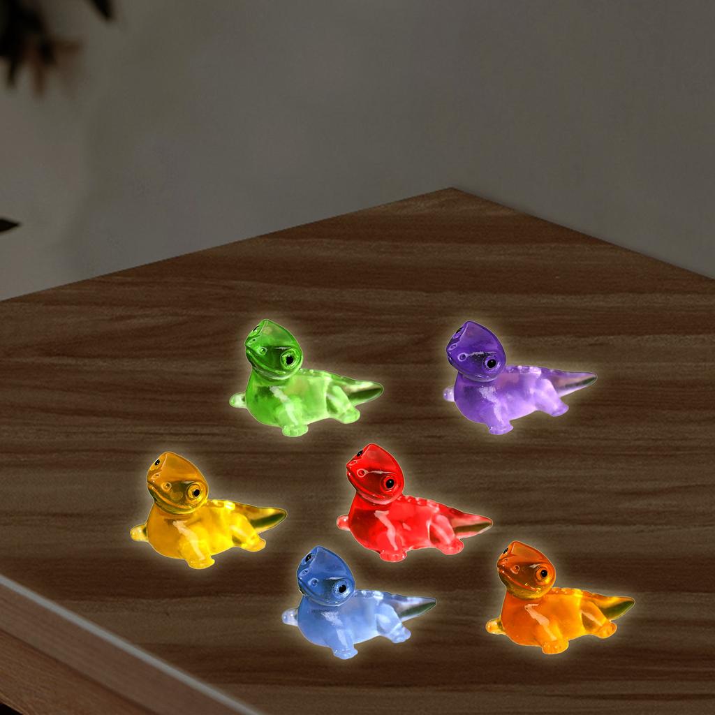 10Pcs Glowing in Dark Small Lizards Resins Miniatures Animal Figures Garden Landscape Potted Plant Decorations Ornaments