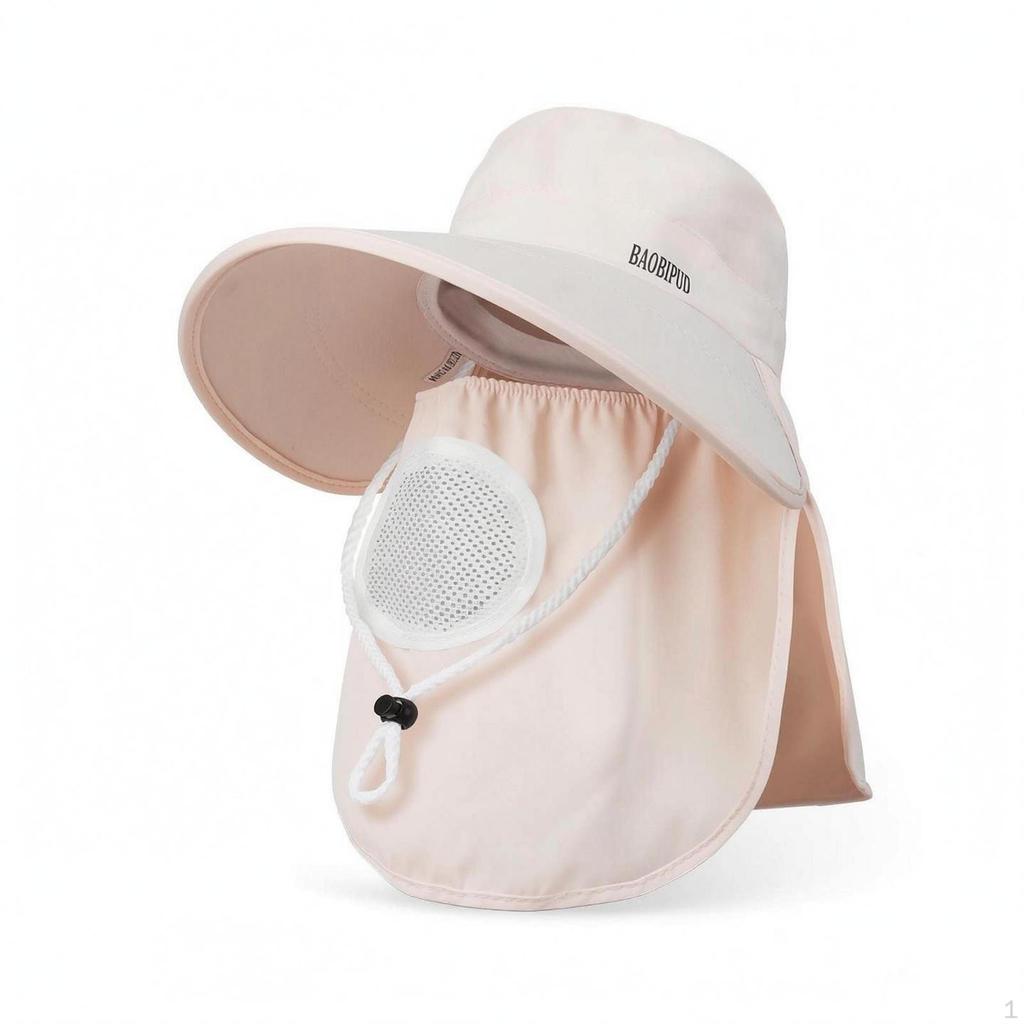 UPF 50 Sun Hat Adjustable Chin Cord Neck Flap for Outdoors Purple