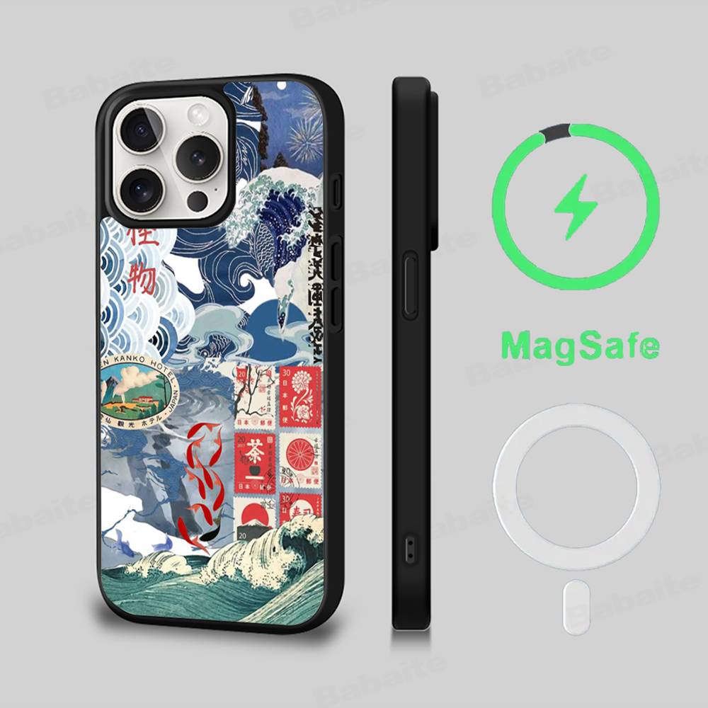 Classic Artwork Great Wave Off Kanagawa Magnetic Matte Phone Case For IPhone 16 17 15 14 13 12 11 For Magsafe Wireless