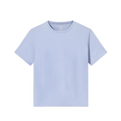 Trainingsserie Einfach Vielseitig Buchstaben Bequem Rundhals-Pullover Kurzarm-T-Shirt Damen T-Shirts Schmetterlingsblau 162537121-3