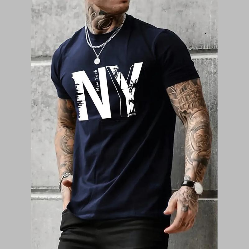 New Summer Men's Fashion T-shirt Personality Ny Printed Men's T-shirt Top