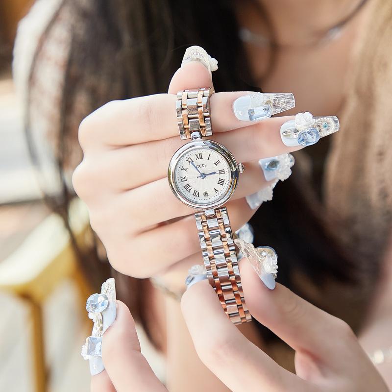 Light Luxury High-End Steel Belt Watch, Small Exquisite Solid Stainless Steel Watch, Women'S Waterproof Quartz Watch