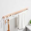 Wood White Bathroom Single Towel Rod Aluminum Wall Hanging Bath Towel Rack With Hook Shower Bar Storage Bathroom Accessories