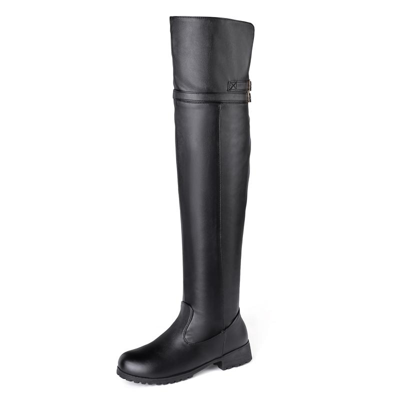 

Classic PU Oversized Boots Warm Winter Boots Metal Zippers Comfortable Plush Buckle Women s Boots Available for 48yards 47yards 35 чорний